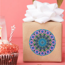 Mandala TealRose 12 Petals Pink Orange Aquamarin