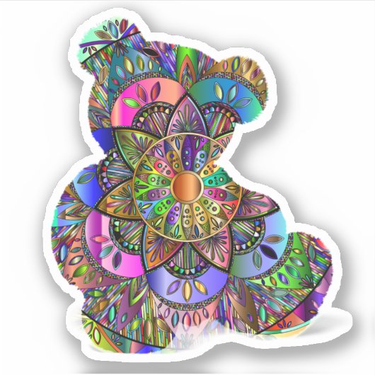 Mandala Teddy Bear Aufkleber (Vorderseite)