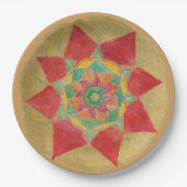 Mandala Teller 9 in goldener Handfarbe (Vorderseite)