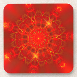 Mandala Thin Lines Warme Farben roter Hintergrund Getränkeuntersetzer