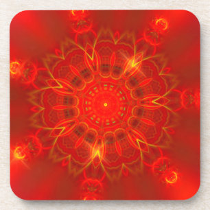 Mandala Thin Lines Warme Farben roter Hintergrund Getränkeuntersetzer