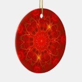 Mandala Thin Lines Warme Farben roter Hintergrund Keramik Ornament (Rechts)