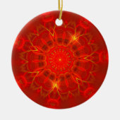 Mandala Thin Lines Warme Farben roter Hintergrund Keramik Ornament (Vorne)
