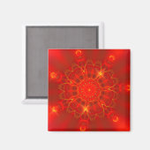 Mandala Thin Lines Warme Farben roter Hintergrund Magnet (Vorderseite/Rückseite)