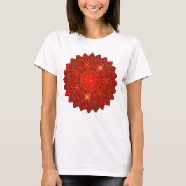 Mandala Thin Lines Warme Farben roter Hintergrund T-Shirt