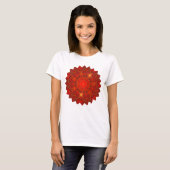 Mandala Thin Lines Warme Farben roter Hintergrund T-Shirt (Vorne ganz)