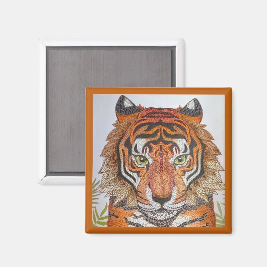 Mandala Tiger Design Magnet (Vorderseite/Rückseite)