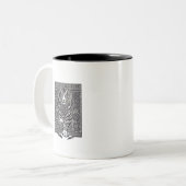 Mandala-Tiger-Patchwork Zweifarbige Tasse (Vorderseite Links)