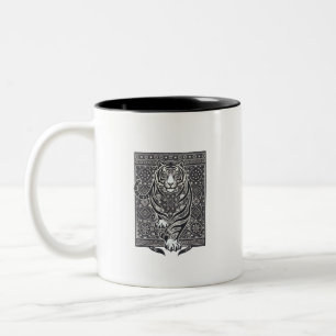 Mandala-Tiger-Patchwork Zweifarbige Tasse