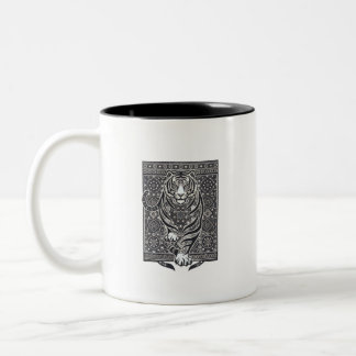 Mandala-Tiger-Patchwork Zweifarbige Tasse