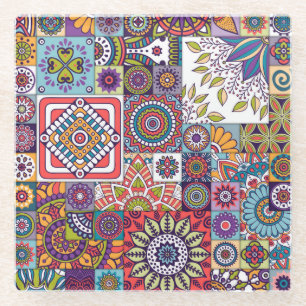 Mandala Tile Glasuntersetzer