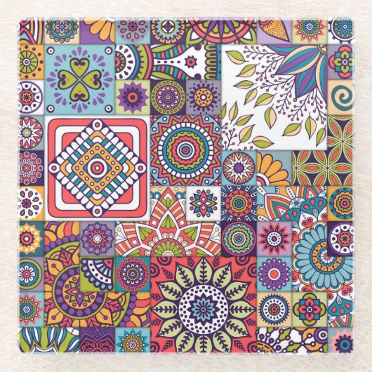Mandala Tile Glasuntersetzer (Vorderseite)
