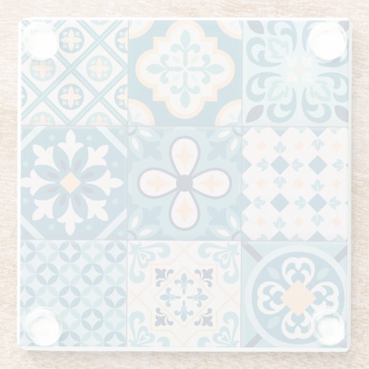 Mandala Tile Pattern Glasuntersetzer (Rückseite)