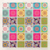 Mandala Tile Pattern Glasuntersetzer (Vorderseite)