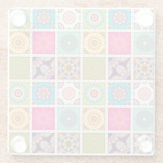 Mandala Tile Pattern Glasuntersetzer (Rückseite)