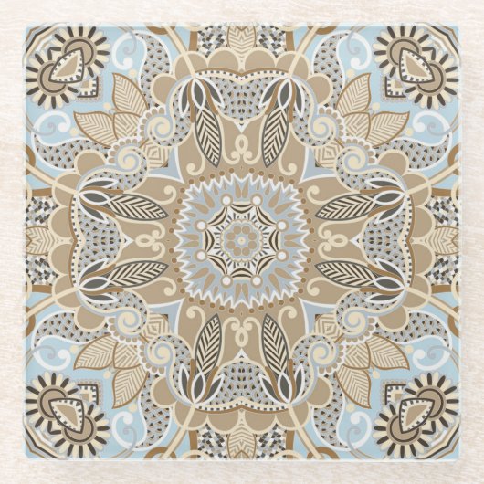 Mandala Tile Pattern Glasuntersetzer (Vorderseite)