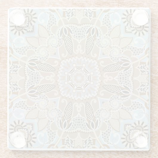 Mandala Tile Pattern Glasuntersetzer (Rückseite)
