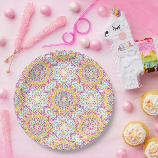Mandala Tile Pattern Pappteller (Party)