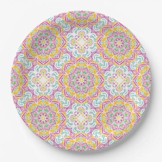 Mandala Tile Pattern Pappteller (Vorderseite)