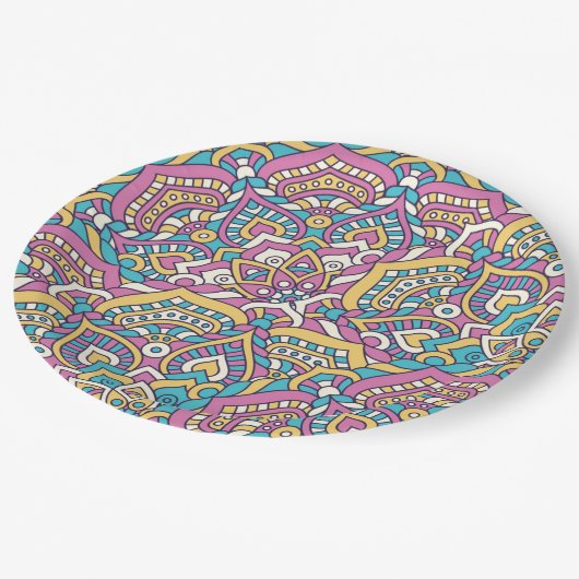 Mandala Tile Pattern Pappteller (Schrägansicht)
