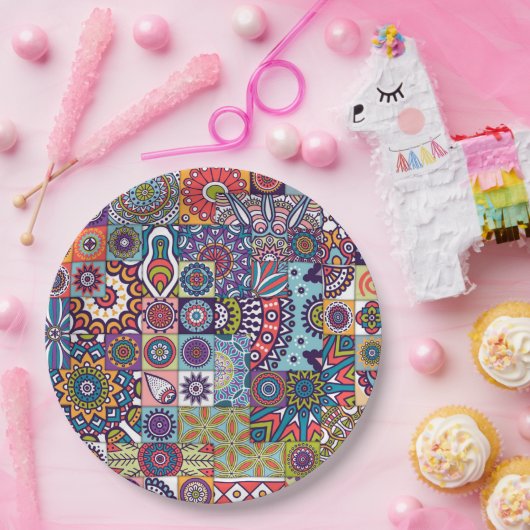 Mandala Tile Pattern Pappteller (Party)