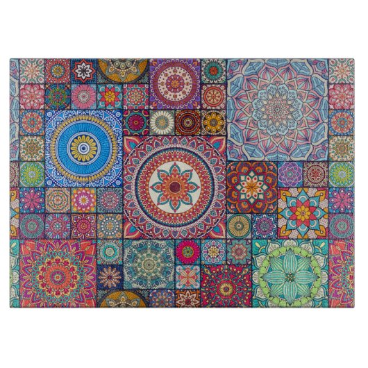 Mandala Tile Pattern Schneidebrett (Vorderseite)