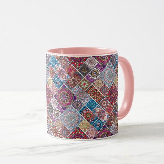 Mandala Tile Pattern Tasse (VorderseiteRechts)