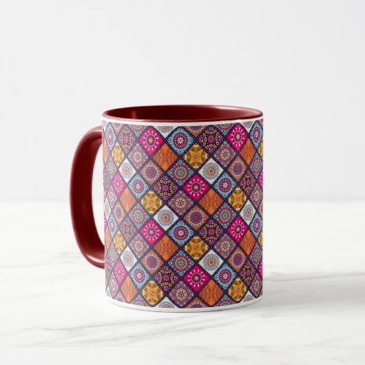 Mandala Tile Pattern Tasse (Vorderseite Links)