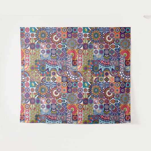 Mandala Tile Pattern Wandteppich (Vorderseite (Horizontal))