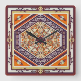 Mandala Tribal Nouveau Quadratische Wanduhr