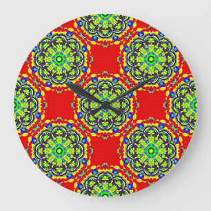 Mandala Tribal: Vintage Nahtlose Illustration Große Wanduhr