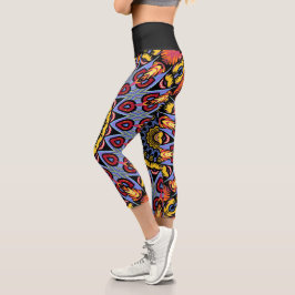 Mandala Trippy Retro Hippie Boho Chic Bohemisch Capri Leggings