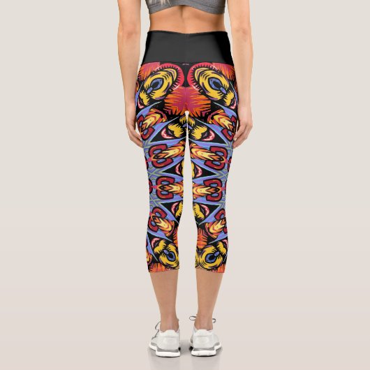Mandala Trippy Retro Hippie Boho Chic Bohemisch Capri Leggings (Rückseite)