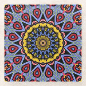 Mandala Trippy Retro Hippie Boho Chic Bohemisch Glasuntersetzer (Vorderseite)