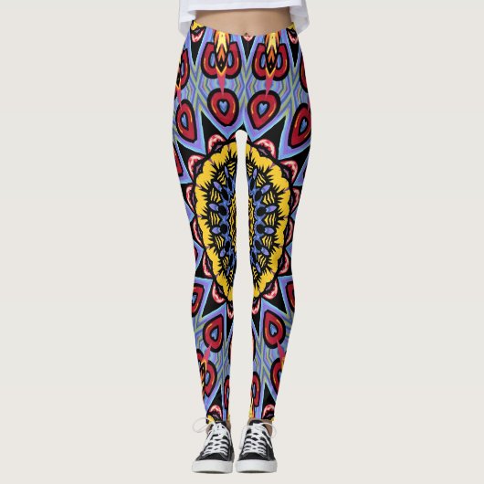 Mandala Trippy Retro Hippie Boho Chic Bohemisch Leggings (Vorderseite)