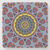 Mandala Trippy Retro Hippie Boho Chic Bohemisch Steinuntersetzer (Vorderseite)
