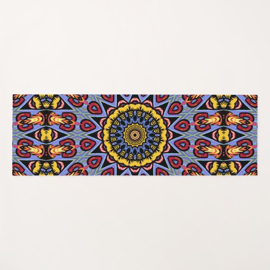 Mandala Trippy Retro Hippie Boho Chic Bohemisch Yogamatte (Vorderseite (Horizontal))