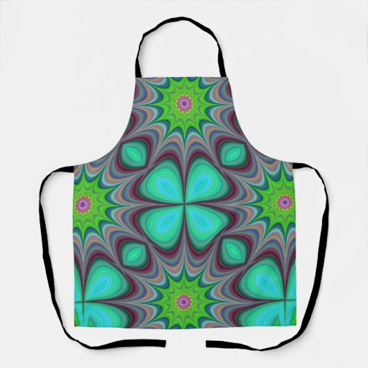 Mandala Trippy Retro Hippie Psychedelic Clover Schürze (Vorderseite)
