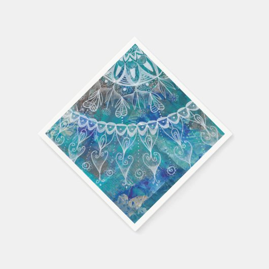 Mandala türkis und blau serviette (Ecke)