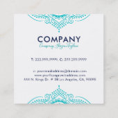 Mandala (türkis und weiß) quadratische visitenkarte (Rückseite)