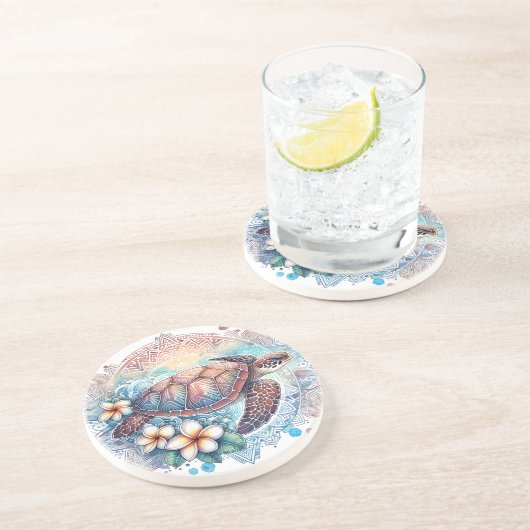 Mandala Turtle Sandstone Untersetzer (Seite)