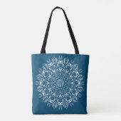 Mandala-Tüte aus blauem und weißem Uhmandala wiede Tasche (Rückseite)