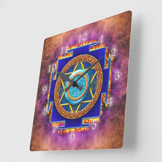 MANDALA TWELVE RELIGIONEN QUADRATISCHE WANDUHR (Winkel)