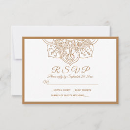 Mandala UAWG Brown Boho Indian Modern Wedding RSVP Karte