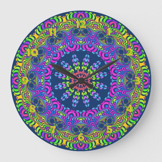 Mandala-Uhr - Neon 2 Große Wanduhr (Vorderseite)