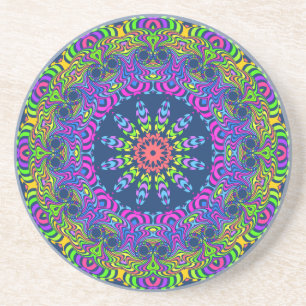 Mandala-Uhr - Neon 2 Untersetzer