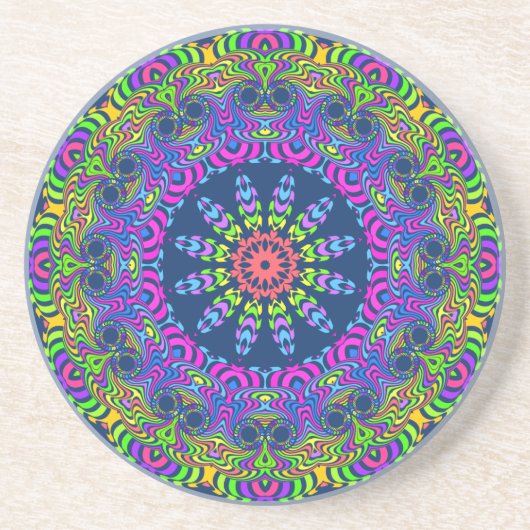 Mandala-Uhr - Neon 2 Untersetzer (Vorne)