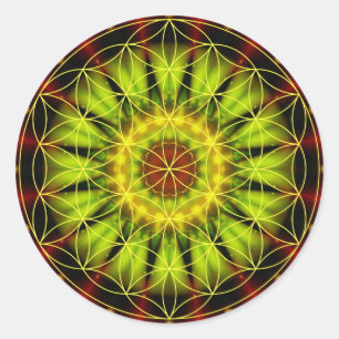 Mandala Unabhängigkeit mit Blume des Lebens durch  Runder Aufkleber