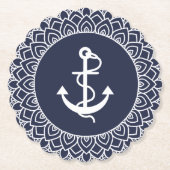 Mandala und Anker des weißen Kreises Untersetzer (Vorderseite)