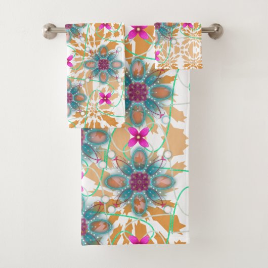 Mandala und Beige Muster Badhandtuch Set (Insitu)